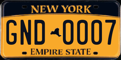 NY license plate GND0007