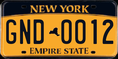 NY license plate GND0012