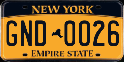 NY license plate GND0026