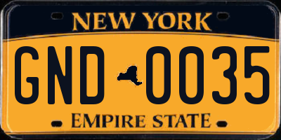 NY license plate GND0035