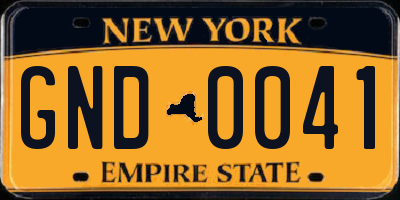 NY license plate GND0041