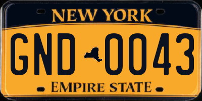 NY license plate GND0043