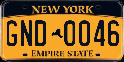 NY license plate GND0046