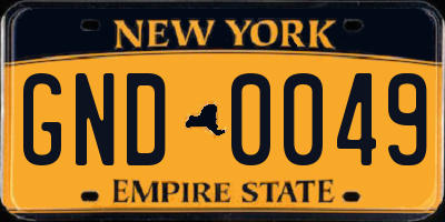 NY license plate GND0049