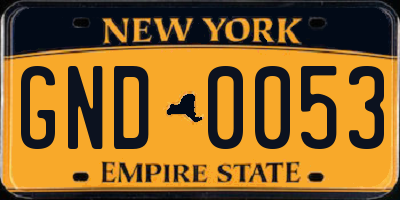 NY license plate GND0053