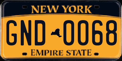 NY license plate GND0068