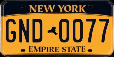NY license plate GND0077