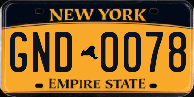 NY license plate GND0078