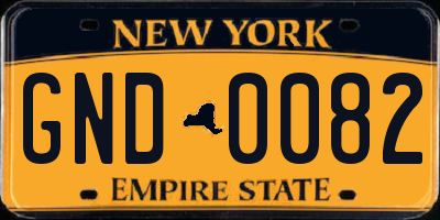 NY license plate GND0082