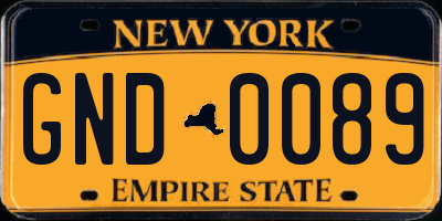 NY license plate GND0089