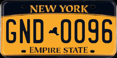 NY license plate GND0096