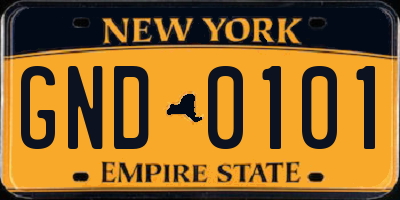 NY license plate GND0101