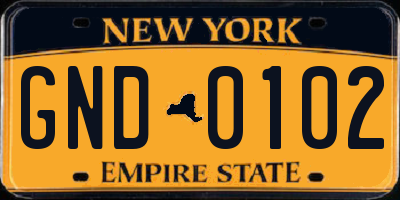 NY license plate GND0102