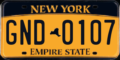 NY license plate GND0107