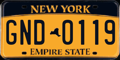 NY license plate GND0119