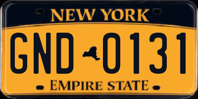 NY license plate GND0131