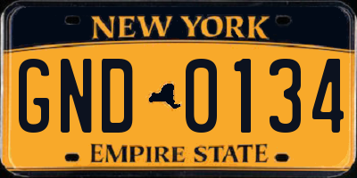NY license plate GND0134