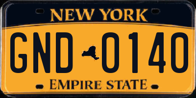 NY license plate GND0140
