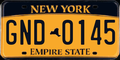 NY license plate GND0145