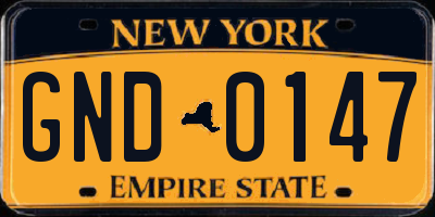 NY license plate GND0147