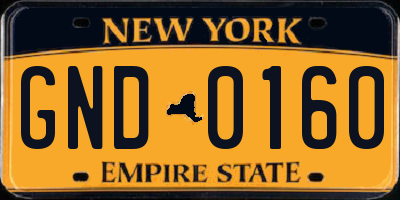 NY license plate GND0160