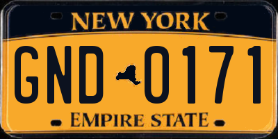 NY license plate GND0171