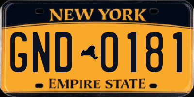 NY license plate GND0181