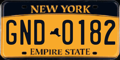 NY license plate GND0182