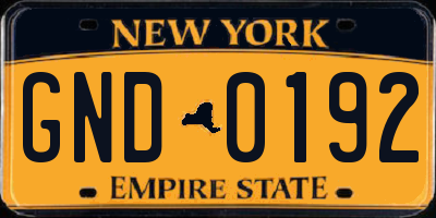 NY license plate GND0192