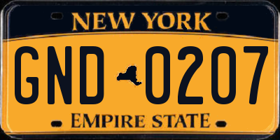 NY license plate GND0207