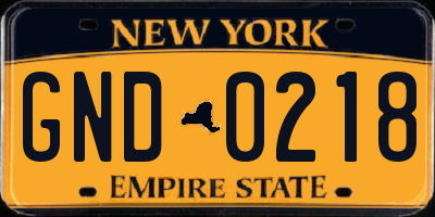 NY license plate GND0218