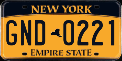NY license plate GND0221