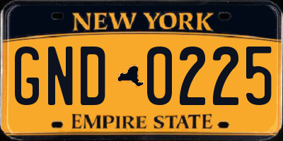 NY license plate GND0225