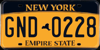NY license plate GND0228