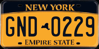 NY license plate GND0229