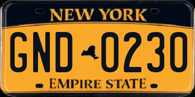 NY license plate GND0230