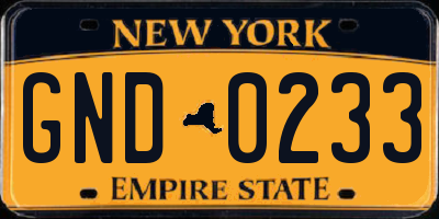 NY license plate GND0233
