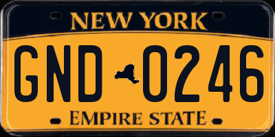 NY license plate GND0246