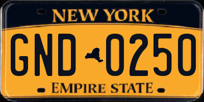 NY license plate GND0250