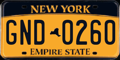 NY license plate GND0260