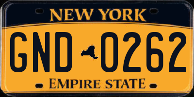 NY license plate GND0262