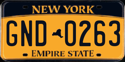 NY license plate GND0263