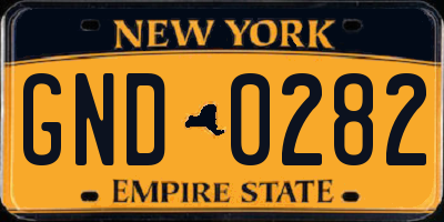 NY license plate GND0282