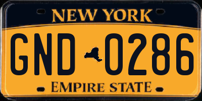 NY license plate GND0286