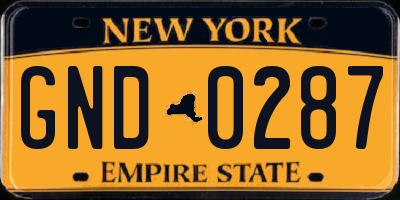 NY license plate GND0287