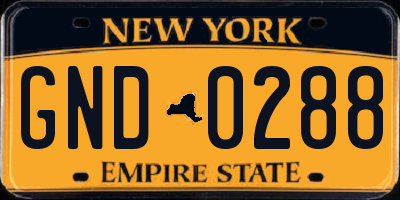 NY license plate GND0288