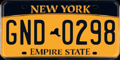 NY license plate GND0298