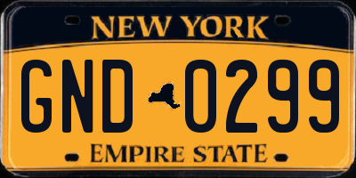 NY license plate GND0299
