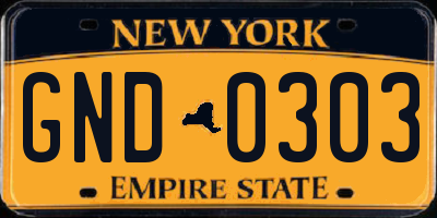 NY license plate GND0303