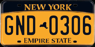NY license plate GND0306